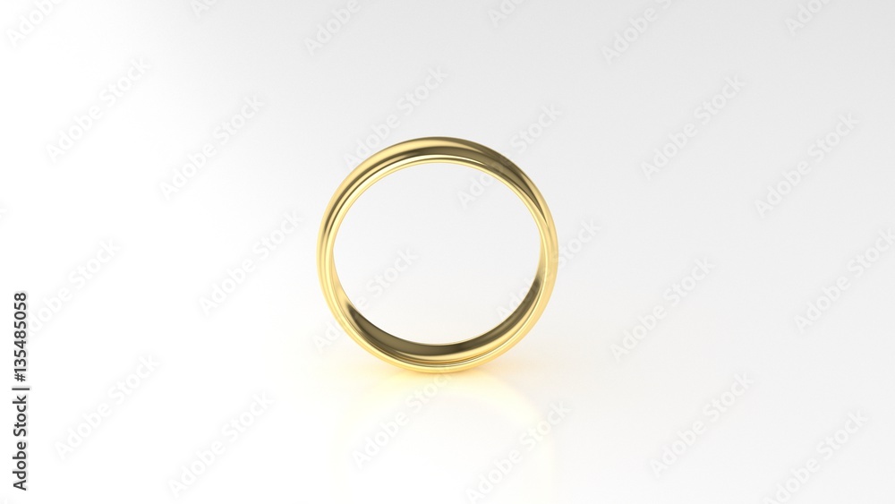 The beauty gold wedding ring on white background. 3d rendering The beauty gold wedding ring on white background. 3d rendering