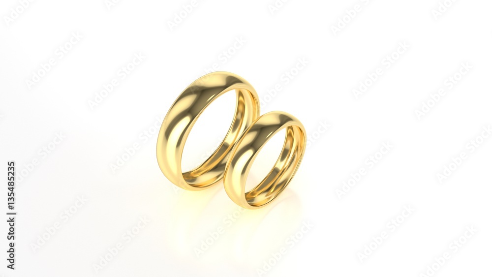 The beauty gold wedding ring on white background. 3d rendering The beauty gold wedding ring on white background. 3d rendering