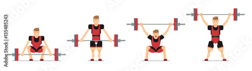 Weightlifting snatch. The sequence of the exercise - snatch.