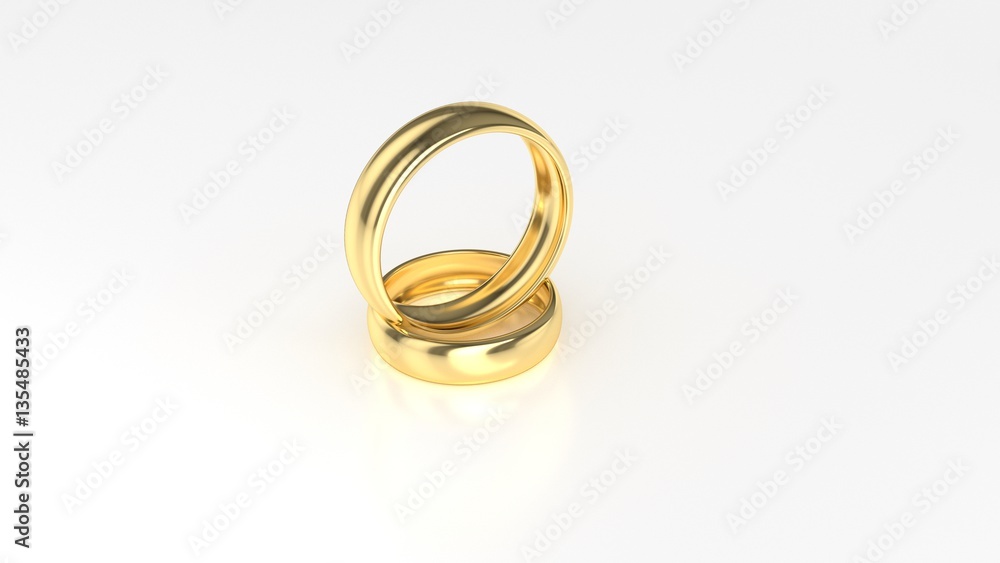 The beauty gold wedding ring on white background. 3d rendering The beauty gold wedding ring on white background. 3d rendering