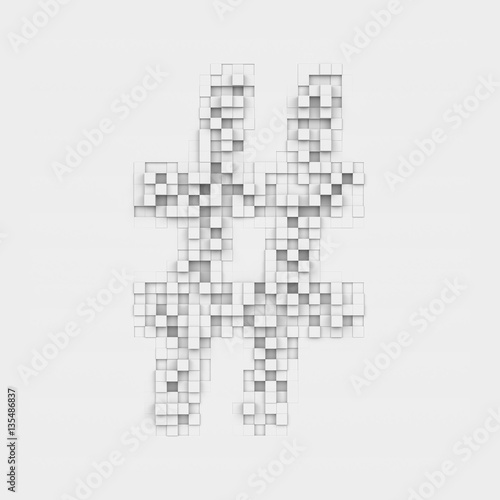 Rendering large octothorp symbol made up of white square uneven tiles