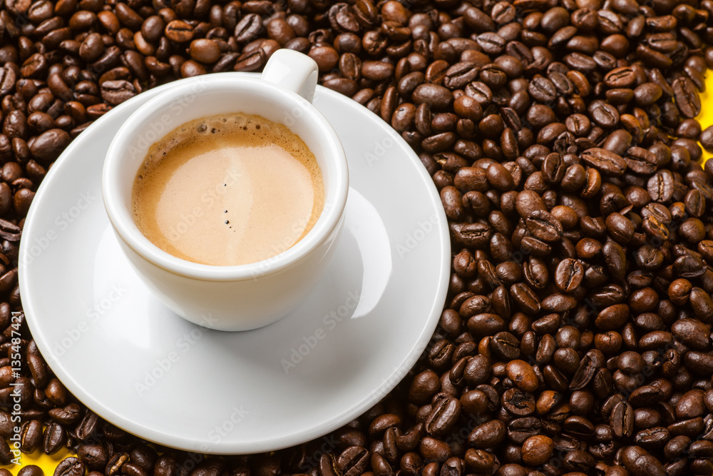 Cup of coffee and beans Cup of coffee and beans