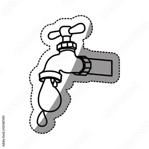 silhouette sticker sticker watertap with drop of petroleum vector illustration