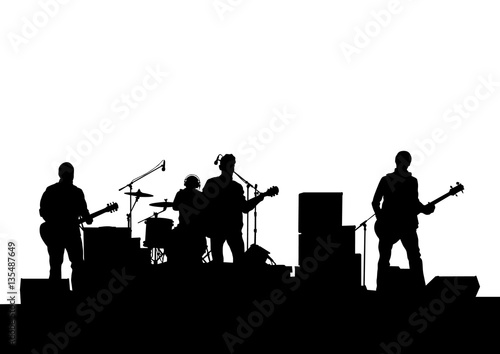 Concert of rock band on a white background