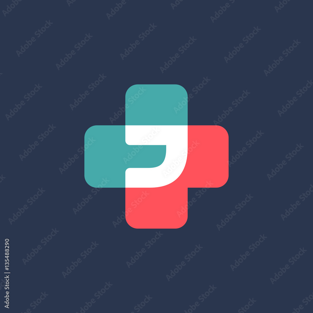 Obraz premium Letter J cross plus logo icon design template elements