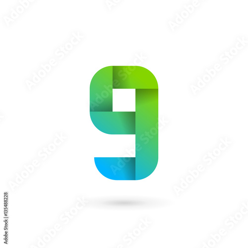 Letter G number 9 ribbon logo icon design template elements