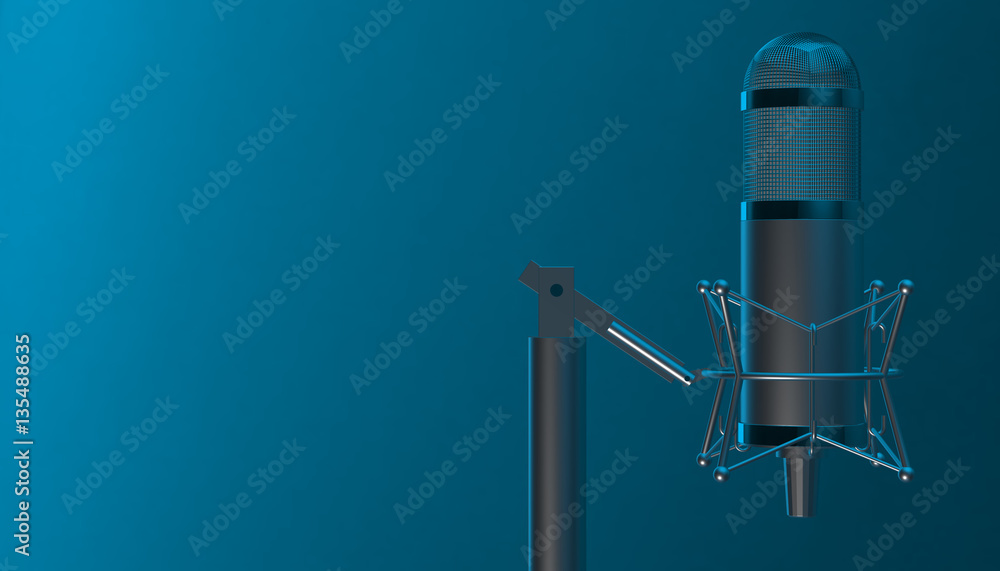 Obraz premium Retro aluminium microphone. 3d render