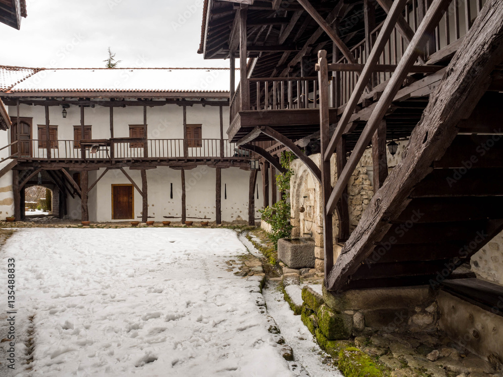 The Rozhen Monastery of the Nativity of the Mother of God is the biggest monastery in the Pirin Mountains. It is one of the few medieval Bulgarian monasteries well preserved until today. January, 2017 The Rozhen Monastery of the Nativity of the Mother of God is the biggest monastery in the Pirin Mountains. It is one of the few medieval Bulgarian monasteries well preserved until today. January, 2017
