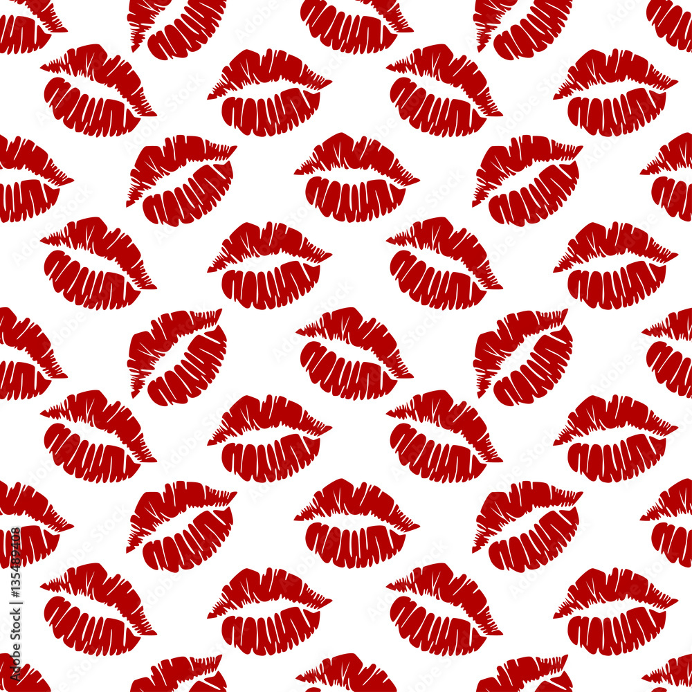 Pattern with colorful lips.Seamless vector valentines print.Textile