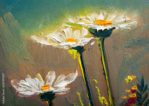 Oil painting Daisy flowers