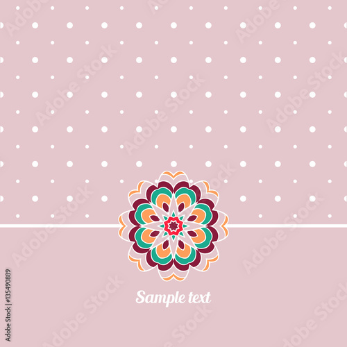 Cover, Oriental-style card. Cute picture dots. Delicate pink tone. Mandala - Decoration
