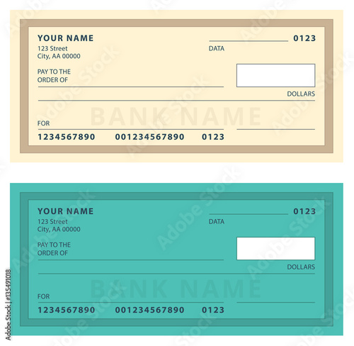 Bank Check with Modern Design. Vector illustration.