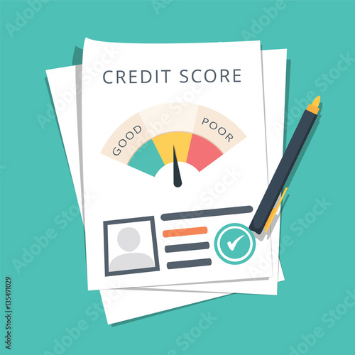 Credit score document vector concept, sheet of personal budget