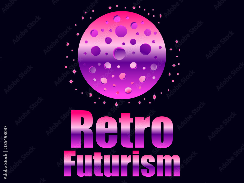 Retro futurism in 80's retro style. Space travel. Vector illustration