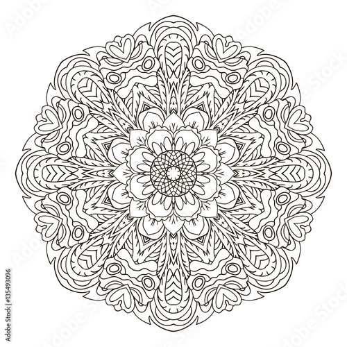 Mandala. Oriental ornament relaxing. Doodle Round Coloring figure