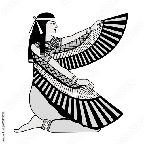 Vector illustration of Egyptian national drawing. Goddess Isis.