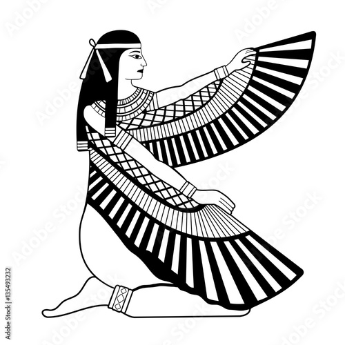 Vector illustration of Egyptian national drawing. Goddess Isis.