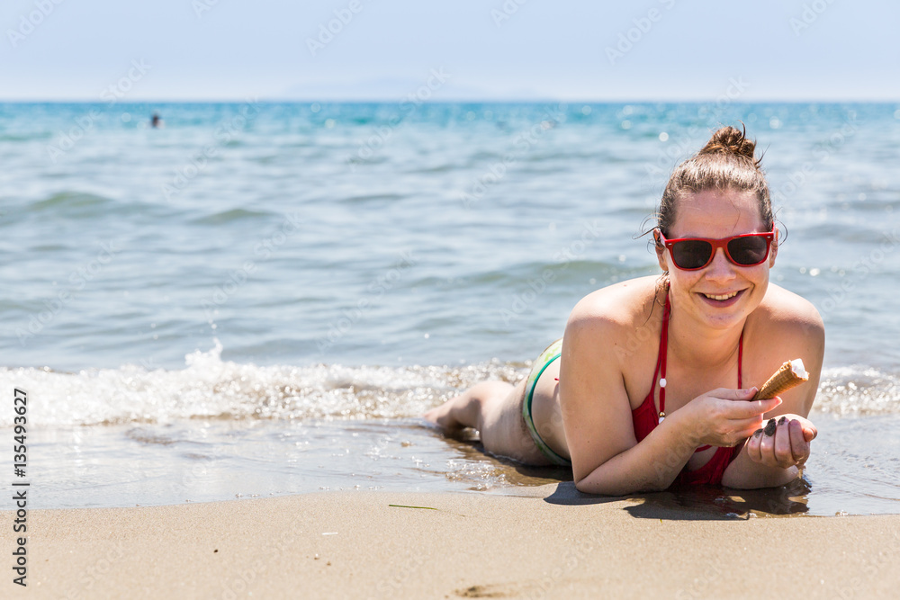 Girl at the beach of the Tyrrhenian sea in the Italian region Tu Girl at the beach of the Tyrrhenian sea in the Italian region Tu