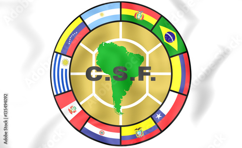 Emblem of CONMEBOL. 3D Illustration. photo