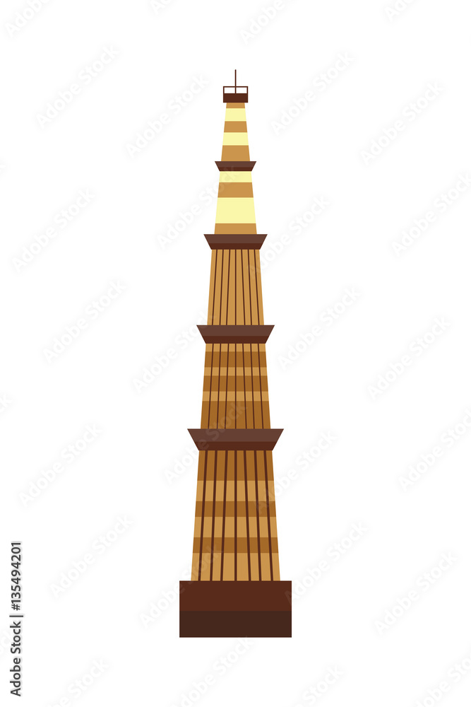 Indian temple tower vector illustration.
