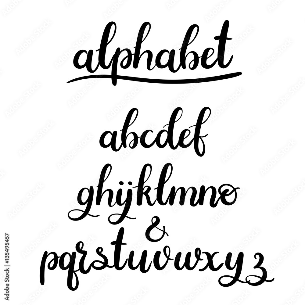 Hand lettering vector aphabet. Vector font. Handwritten brush style ...
