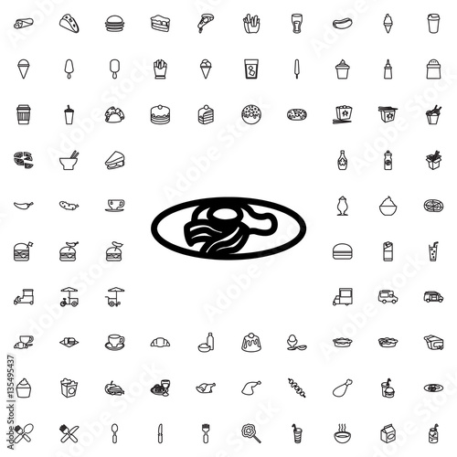 fried egg and bacon icon illustration