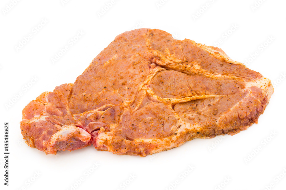 Roast beef in spice crust isolated on white background. Roast beef in spice crust isolated on white background.