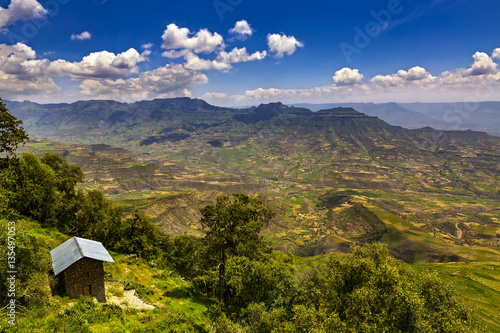 Ethiopia. Afro-alpine scenery of Lasta mountains above Lalibela - stunning view from Abune Yoseph plateau near Asheten Mariam Monastery photo