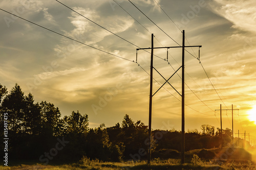 Power Lines At Sunset