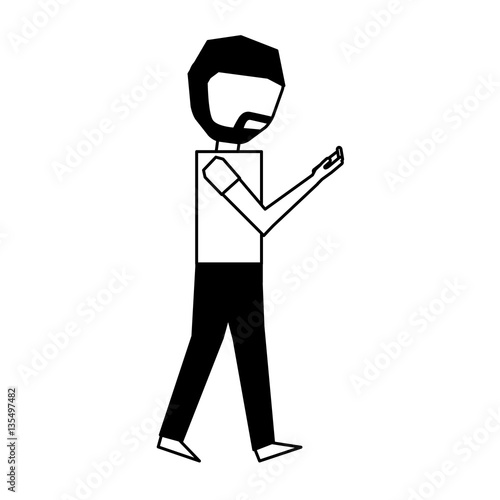 young man with smartphone avatar character vector illustration design