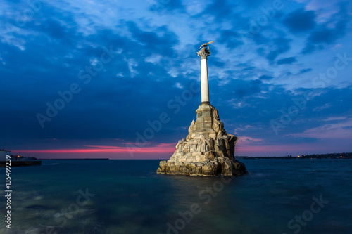 Monument to the Scuttled Warships in Sevastopol in sunset, Crimea