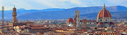 Fényképezés view of Florence with Old Palace and Dome of Cathedral from Mich