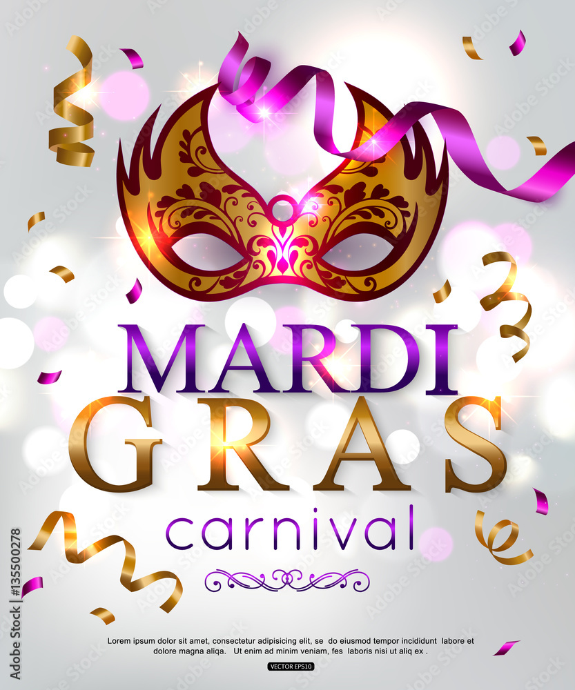 Elegant background for Mardi Gras carnival. Vector illustration.
