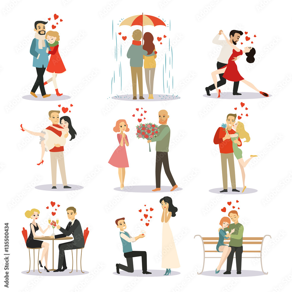 Fototapeta premium Сouple in love vector characters isolated