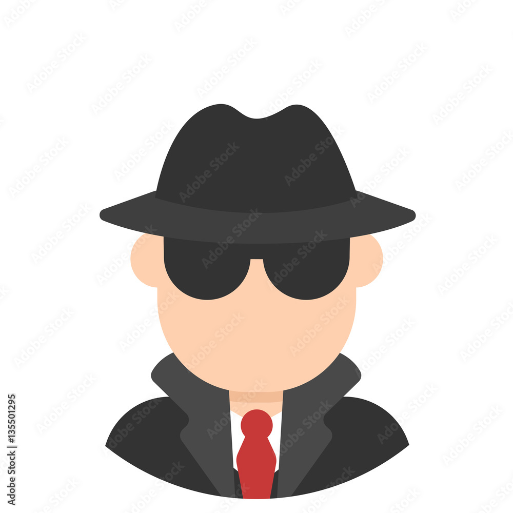 Icon avatar  with spy man in glasses