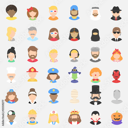 Big set with icon avatar different head people