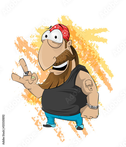 bearded biker vector illustration