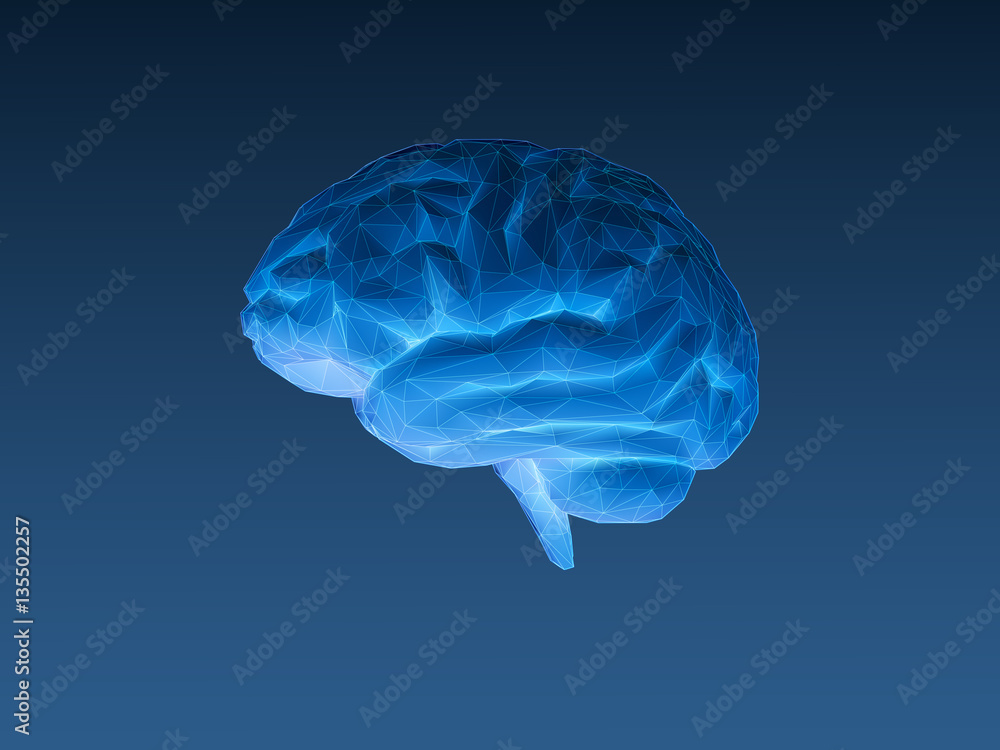 Low poly x ray brain on dark blue BG Low poly x ray brain on dark blue BG