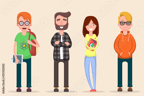 Young style people with gadgets and shopping bags