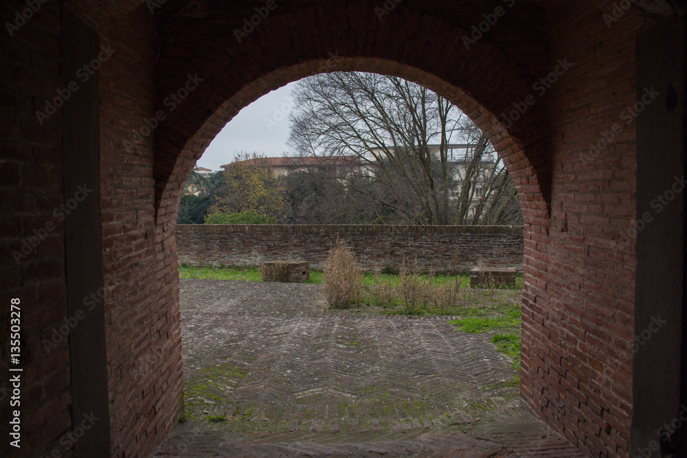 Obraz premium View from the tunnel of Medici Fortress of Santa Barbara. Pistoia. Tuscany. Italy.