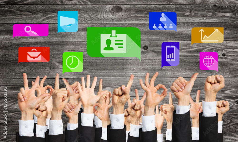 Set of hand gestures and icons Set of hand gestures and icons