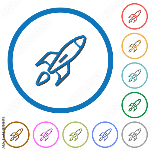 Launched rocket icons with shadows and outlines