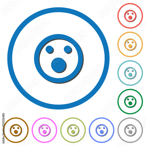 Shocked emoticon icons with shadows and outlines