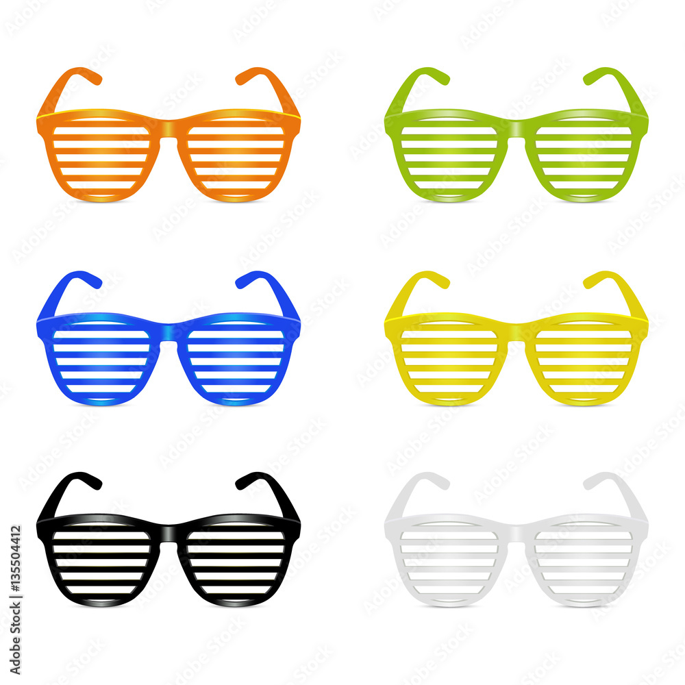 Set occhiali Shutter Shades colorati Stock Vector | Adobe Stock
