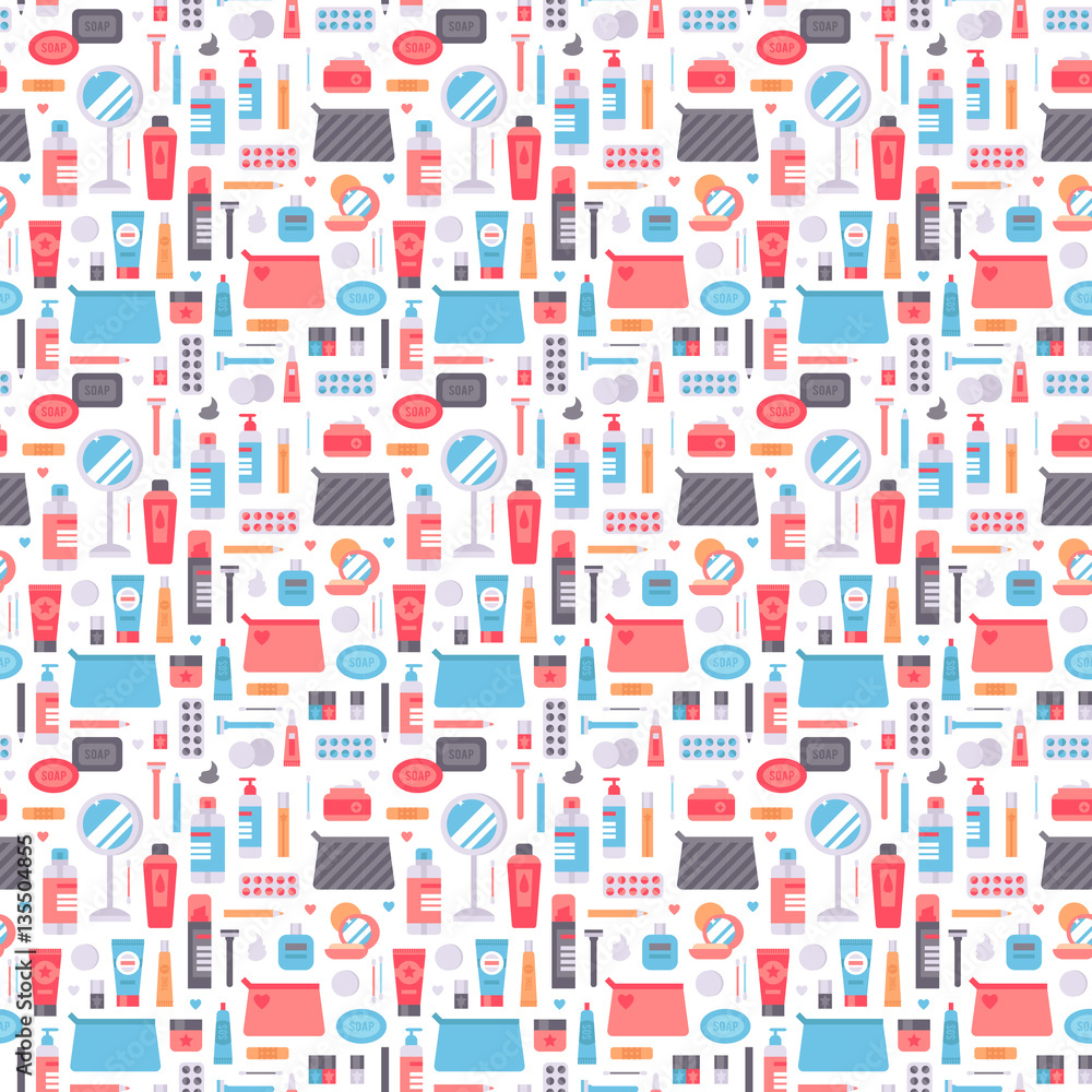 Cosmetic seamless pattern cosmetology art. Cosmetic seamless pattern cosmetology art.