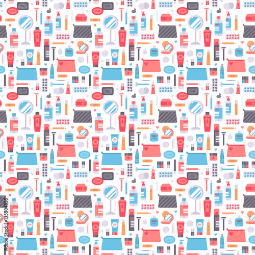 Cosmetic seamless pattern cosmetology art.