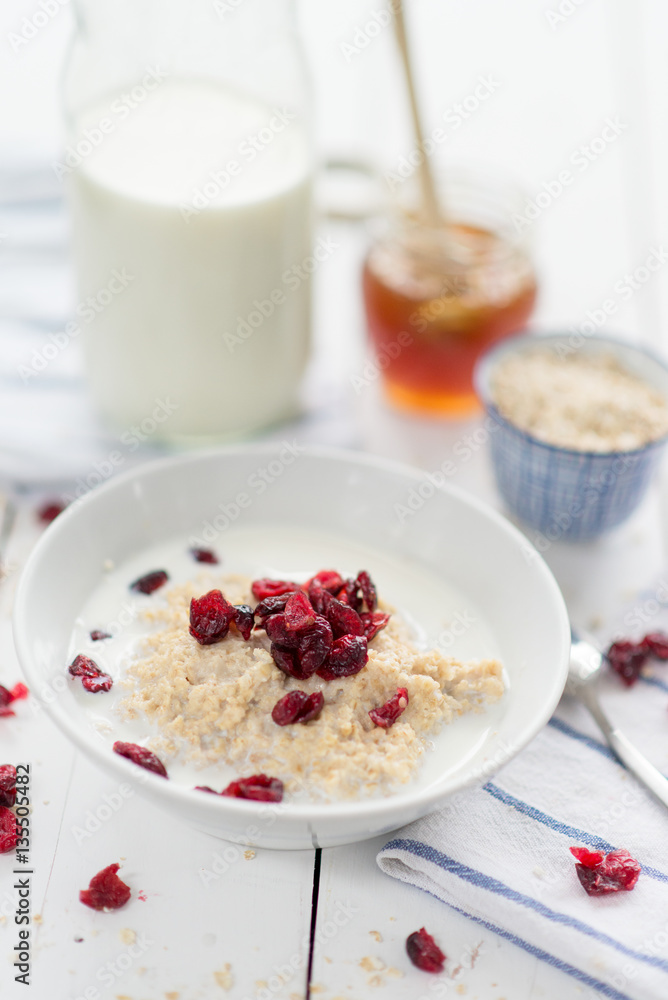 Porridge with cranberries and blueberries Porridge with cranberries and blueberries
