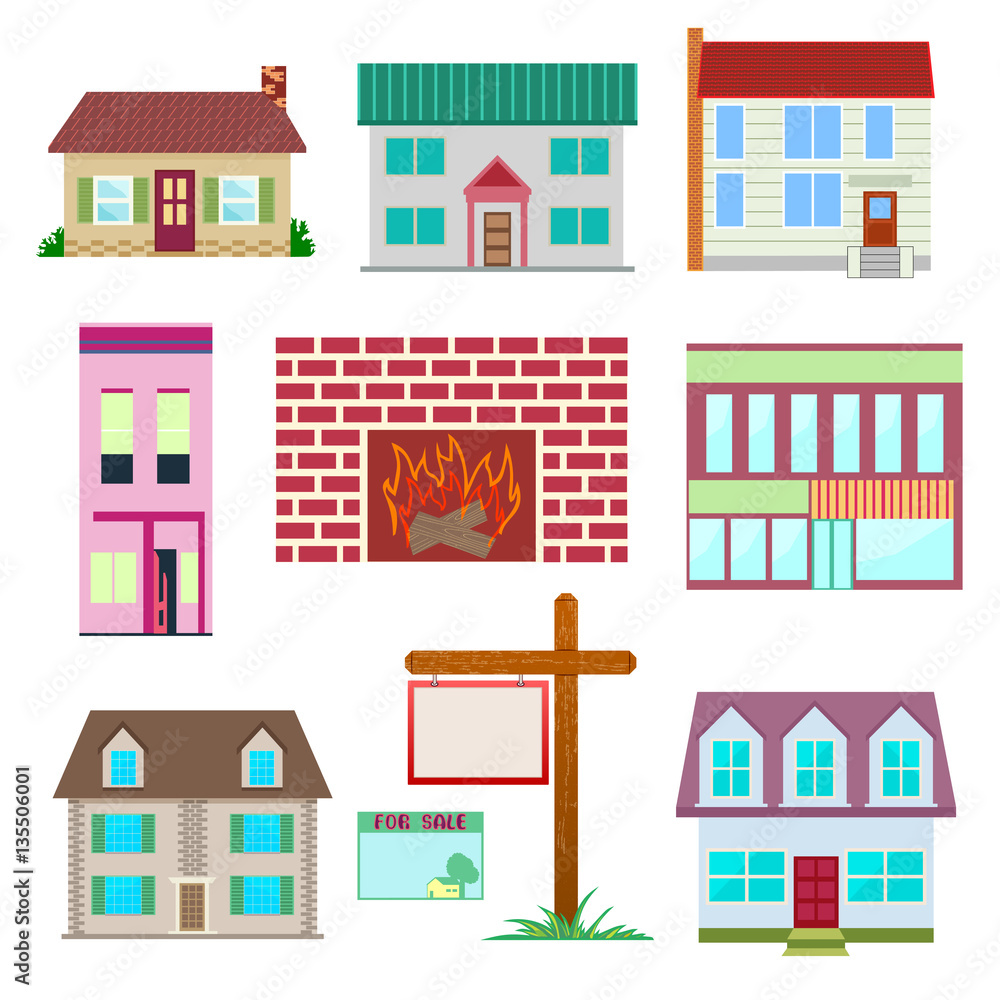 House set , colourful home icon collection. House set , colourful home icon collection.