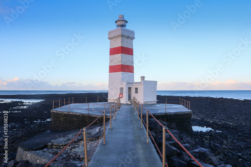 Old lighthouse, Gardskagi in Reykjanes, Iceland photo