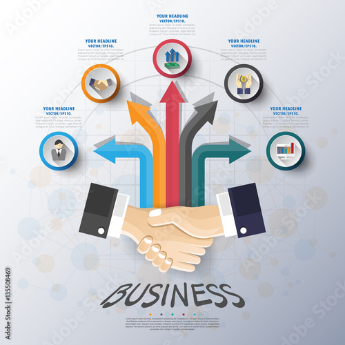 business concept timeline. Infograph template, realistic paper 5